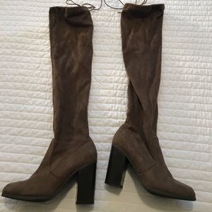 Taupe over the knee boots
